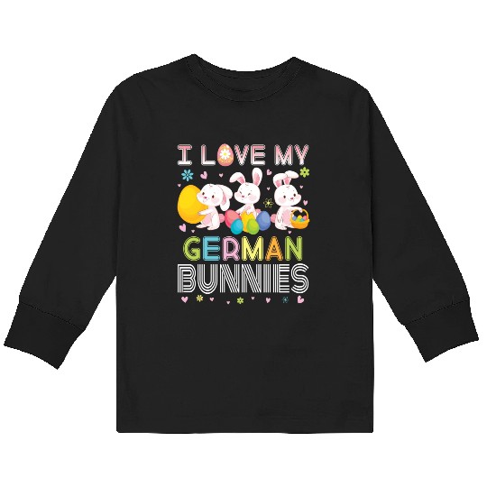 Color Flower Easter Eggs Happy Me I Love My German Kids Long Sleeve T Shirts