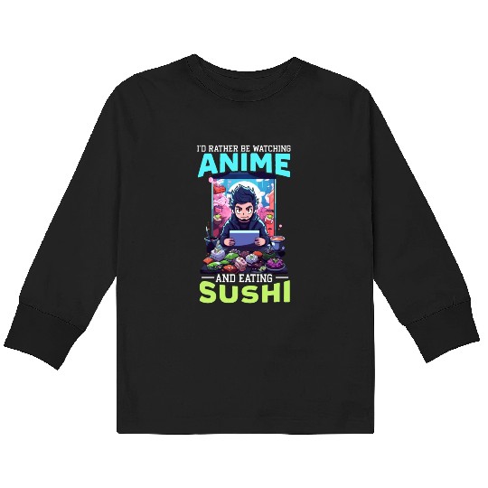 Anime Sushi Lover Nigiri Sashimi Food Manga Otaku Kids Long Sleeve T Shirts