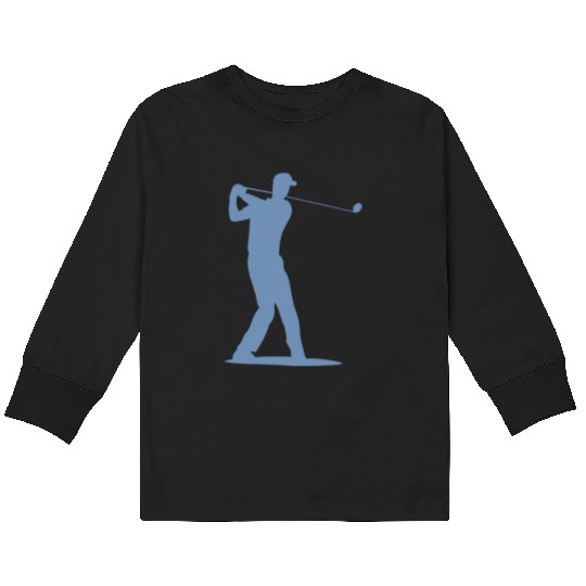 Golfer Silhouette - Kids Long Sleeve T Shirts Off Golf