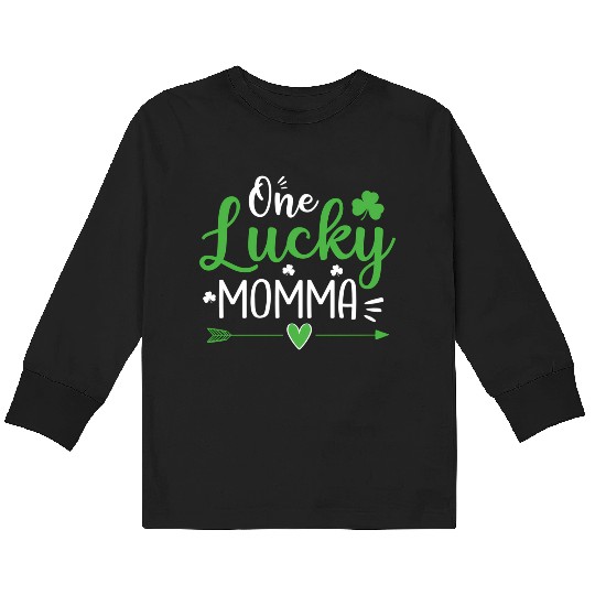 One Lucky Momma St Patric Day Kids Long Sleeve T Shirts