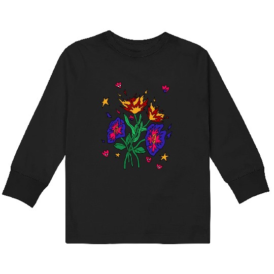 Flaming Floral Dreams Kids Long Sleeve T Shirts