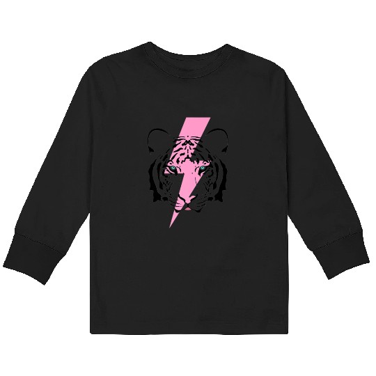 tiger and hot pink lightning bolt premium Kids Long Sleeve T Shirts