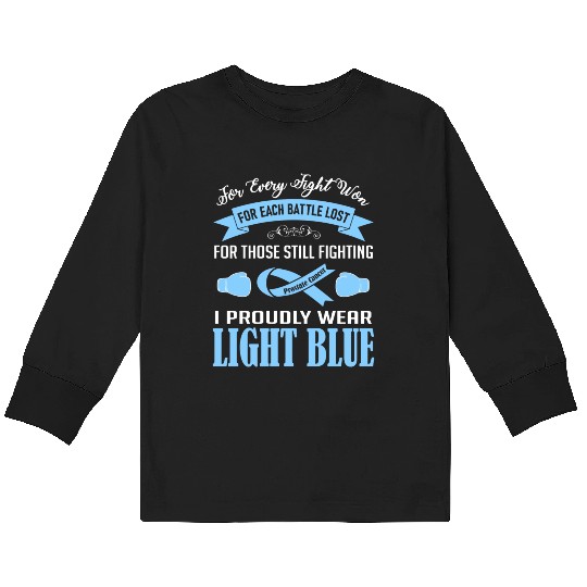 I Proudly Wear Light Blue Prostate Cancer Kids Long Sleeve T Shirts
