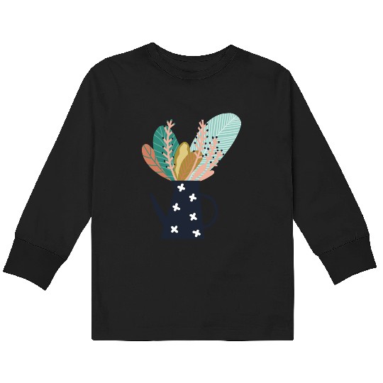 Botanical Coffee Pot Number Two Kids Long Sleeve T Shirts