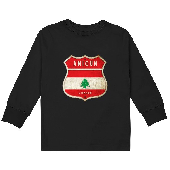 Amioun Lebanon coat of arms flags design Kids Long Sleeve T Shirts
