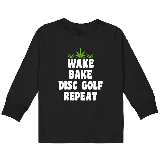 Disc Golf Cannabis Marijuana Weed Smoker Kids Long Sleeve T Shirts