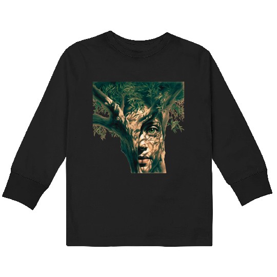 Olive tree and face Kids Long Sleeve T Shirts