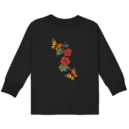 Natures Monarch Butterflies Kids Long Sleeve T Shirts