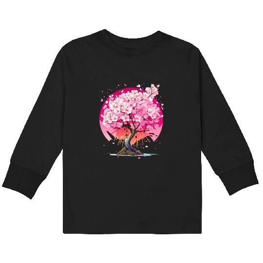 Cherry Blossom Kids Long Sleeve T Shirts