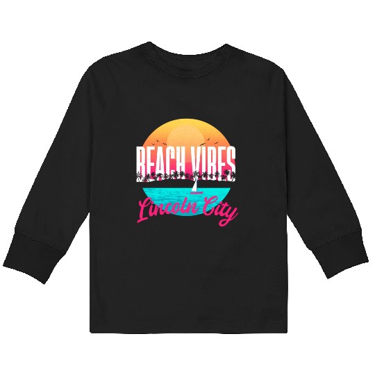 Beachs Lincoln City Summer Oregon Tropical Beach Kids Long Sleeve T Shirts
