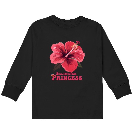 Surfing Girl Hibiscus Kids Long Sleeve T Shirts