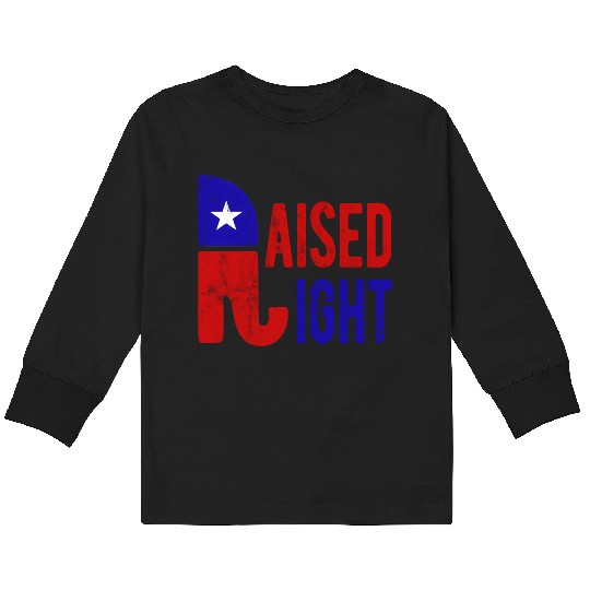 Raised Right Proud Republican Elephant Logo Usa Kids Long Sleeve T Shirts