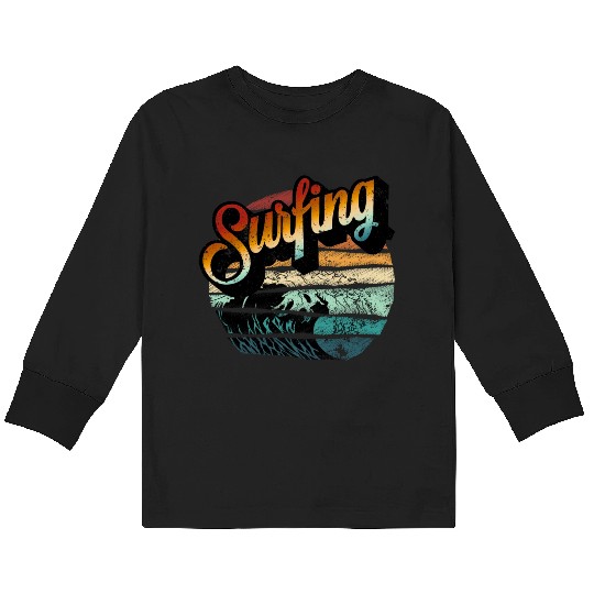 Summer Surfing Kids Long Sleeve T Shirts