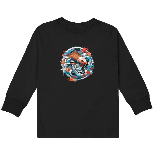 Koi Fish Koi Carp Japanese Koi Garden-Pond Koi Kids Long Sleeve T Shirts