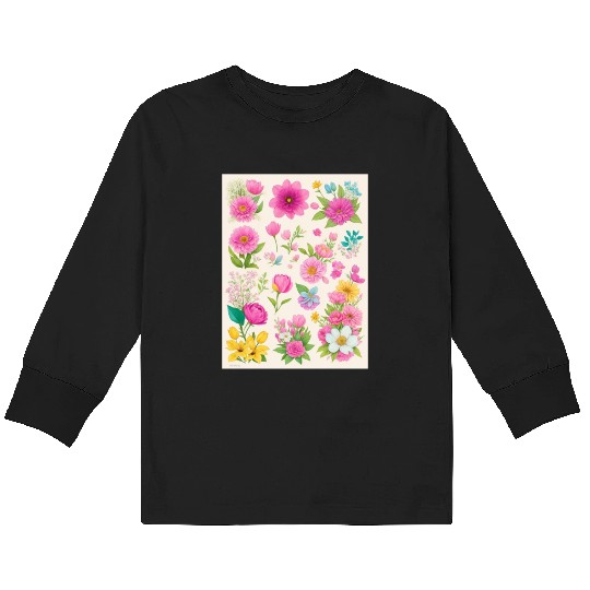 Buttercup and Marigold Spring Flowers Kids Long Sleeve T Shirts