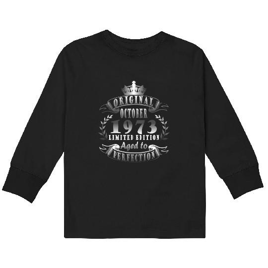 october 1973 Anniversary october 1973 october Kids Long Sleeve T Shirts