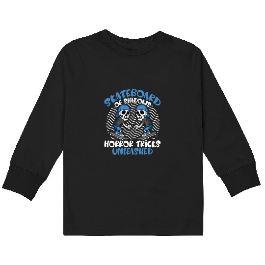 Spooky Horror Skateboarder Halloween Skateboarding Kids Long Sleeve T Shirts