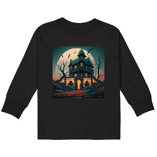 Haunted House Kids Long Sleeve T Shirts