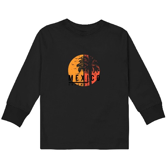 Artistic Cozumel Mexico Cool Palm Tree Vacation Kids Long Sleeve T Shirts