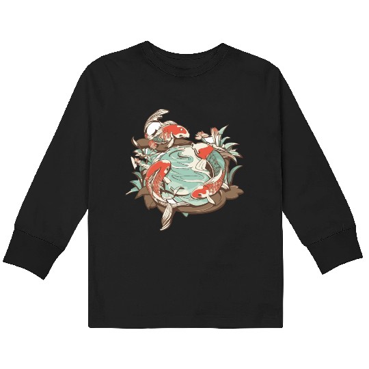 Tranquil Oasis: Koi Pond Serenity Kids Long Sleeve T Shirts