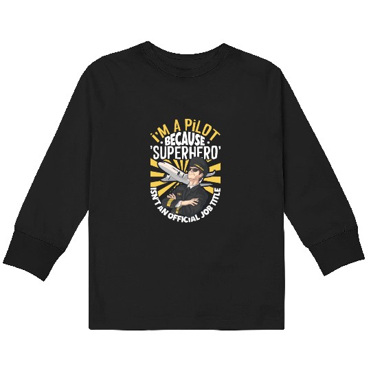 Pilot Aviation Airplane Airline Future Pilots Kids Long Sleeve T Shirts