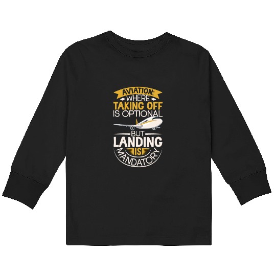 Pilot Aviation Airplane Airline Future Pilots Kids Long Sleeve T Shirts