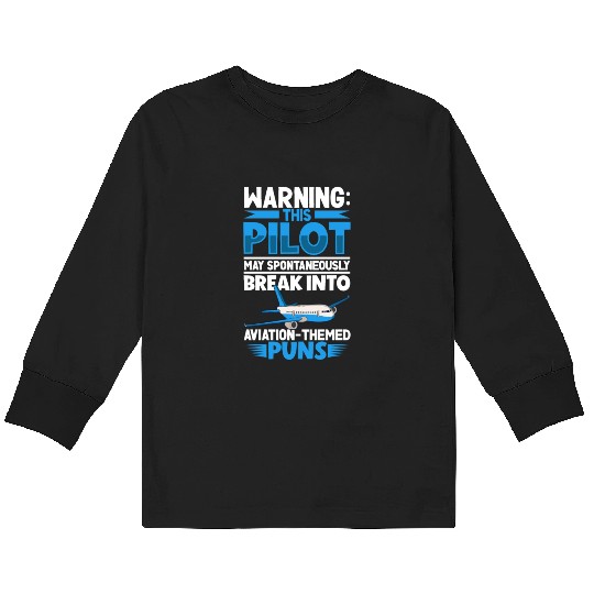 Pilot Aviation Airplane Airline Future Pilots Kids Long Sleeve T Shirts