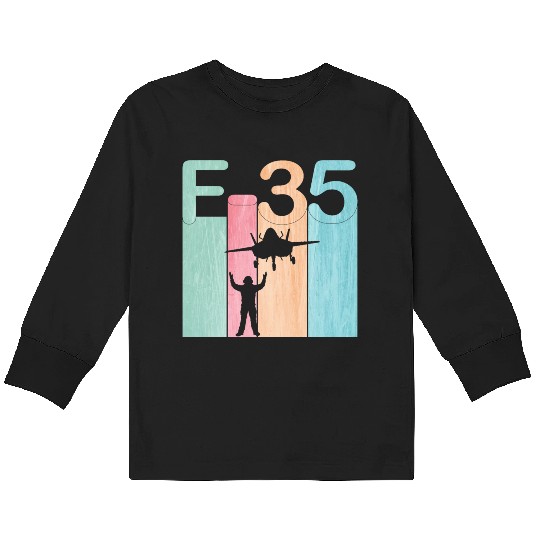 F35 Vintage Air Force Fighter Jets Kids Long Sleeve T Shirts