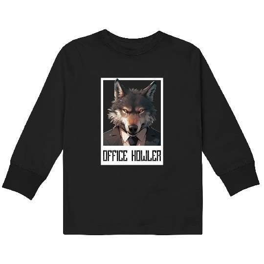 Office Howler. Business wolf Kids Long Sleeve T Shirts