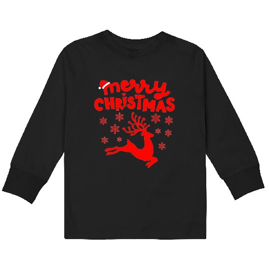 Merry Christmas Reindeer Kids Long Sleeve T Shirts