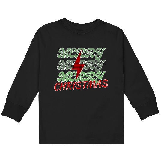 Merry christmas with lightning bolt Kids Long Sleeve T Shirts