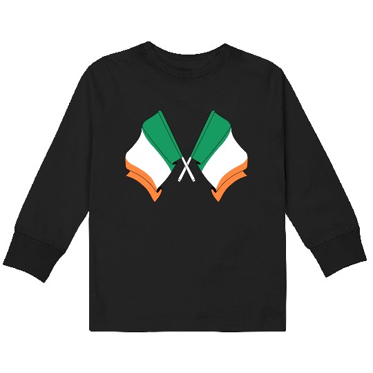 Flags of Ireland crossed Kids Long Sleeve T Shirts