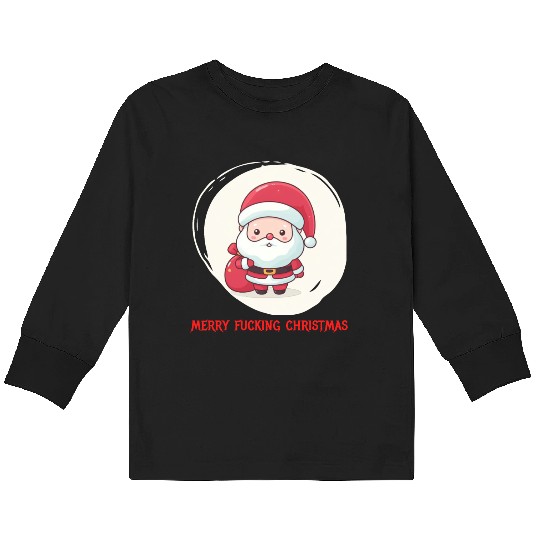Cute Bad Santa Kids Long Sleeve T Shirts