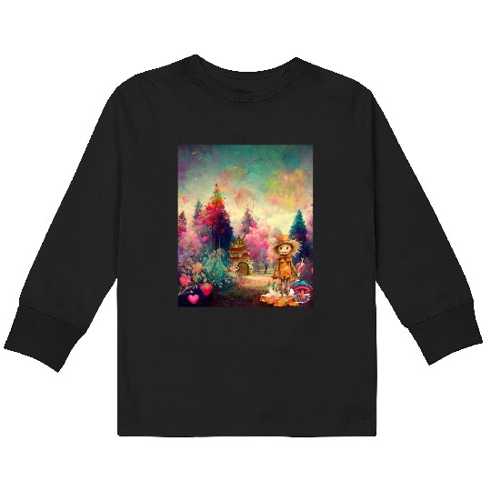 "Enchanted Dreams - Psychedelic Autumn Forest" Kids Long Sleeve T Shirts