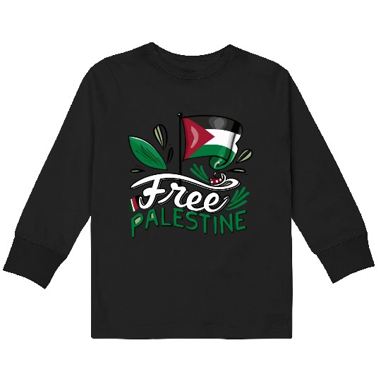 I Love Free Palestine Flag Save Gaza Palestinian Kids Long Sleeve T Shirts
