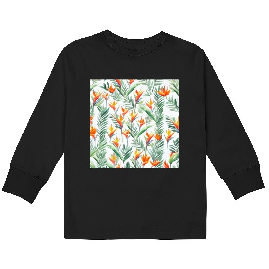 Retro Heliconia Kids Long Sleeve T Shirts