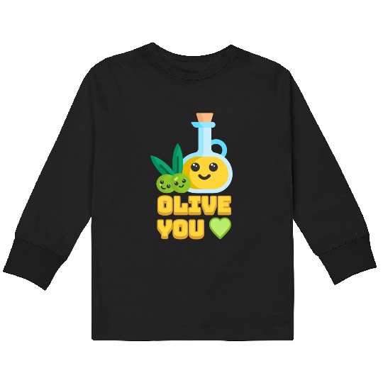 Olive You! Cute Olive I Love You Cartoon Kids Long Sleeve T Shirts