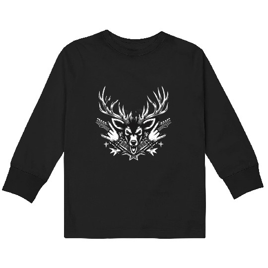 Punk Rock Reindeer Kids Long Sleeve T Shirts