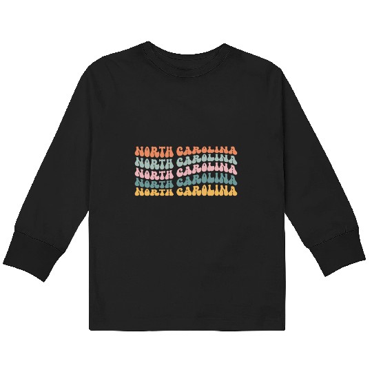 North Carolina State North Carolinian Pride Groovy Kids Long Sleeve T Shirts