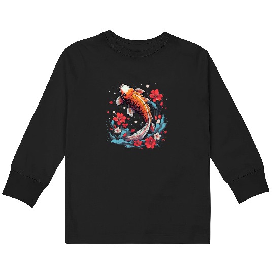 Koi Fish Koi Carp Japanese Koi Garden-Pond Koi Kids Long Sleeve T Shirts