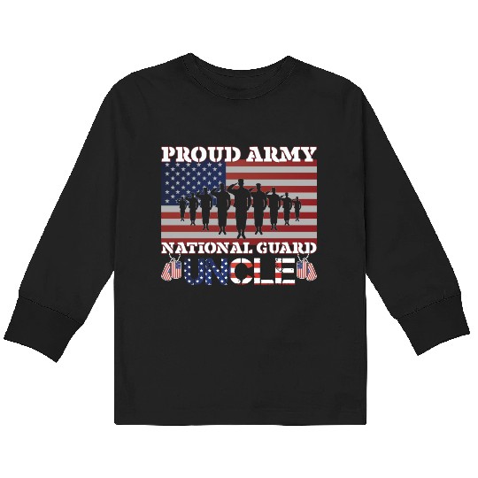 Proud Army National Guard Uncle Kids Long Sleeve T Shirts