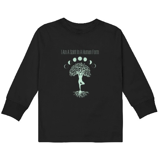 Spirit in Human Form, Moon Phases and Tree of Life Kids Long Sleeve T Shirts