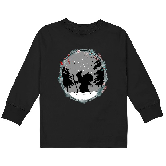 Knecht Ruprecht in paper cut style Christmas Kids Long Sleeve T Shirts