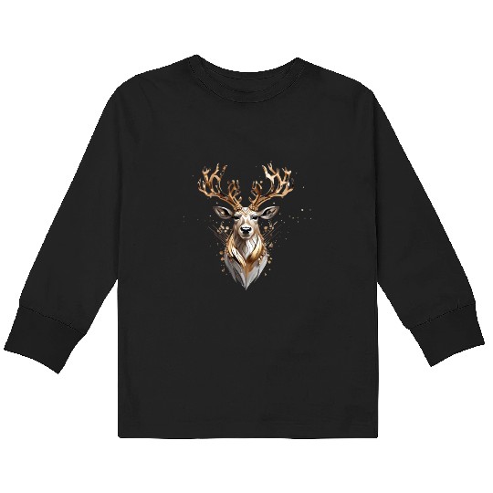 Glam Christmas Reindeer Kids Long Sleeve T Shirts