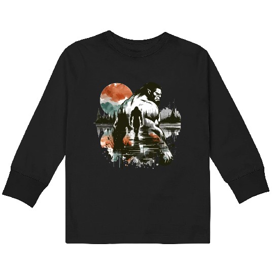 An Ogre's Autumn Journey - Ink and Color Fusion Kids Long Sleeve T Shirts