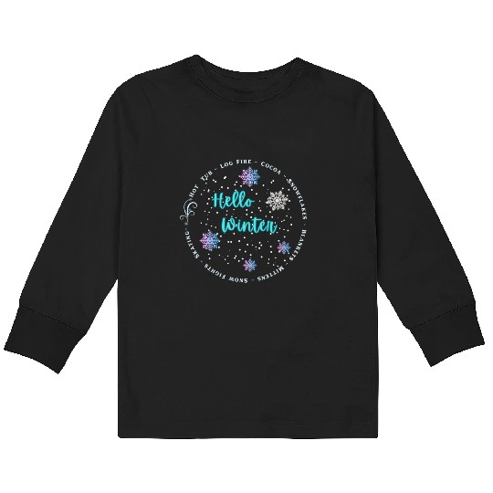Hello Winter Kids Long Sleeve T Shirts