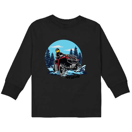 ATV/Quad "Winter Riding" style logo. By "Hey Day" Kids Long Sleeve T Shirts