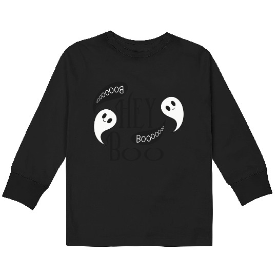 Hey Boo Ghost Kids Long Sleeve T Shirts