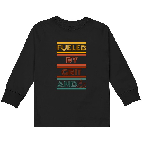 fueled by grit and coffee Kids Long Sleeve T Shirts