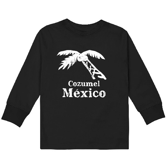 Cozumel Mexico Palm Tree Vacation Trip Beach Men Kids Long Sleeve T Shirts